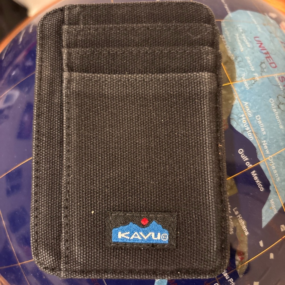 Kavu Black Canvas Phone Card Sleeve with Logo Patch